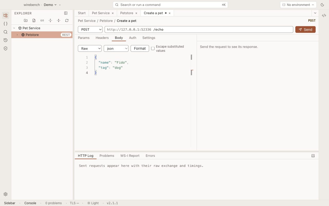 The Body tab of a REST request with a raw JSON body